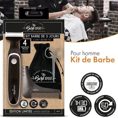 Kit Barbe Tondeuse Hybride, Ciseaux Barbe et Moustache, Peigne Sculptant - Pochette Barb'Xpert تنزوت