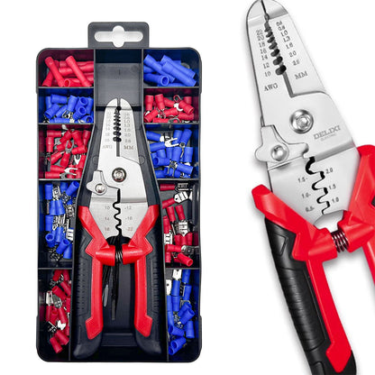 Coffret de sertissage 3en1 avec cosses 22-10 AWG – 170 pièces pour l’électricien