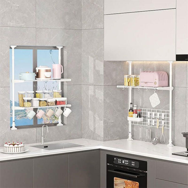 Étagère réglable à 2 niveaux avec double barre de Ajustable – حامل أغراض في المطبخ
