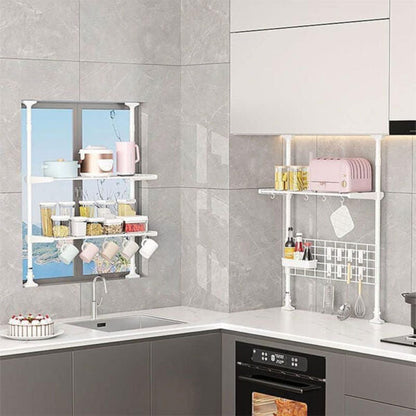 Étagère réglable à 2 niveaux avec double barre de Ajustable – حامل أغراض في المطبخ
