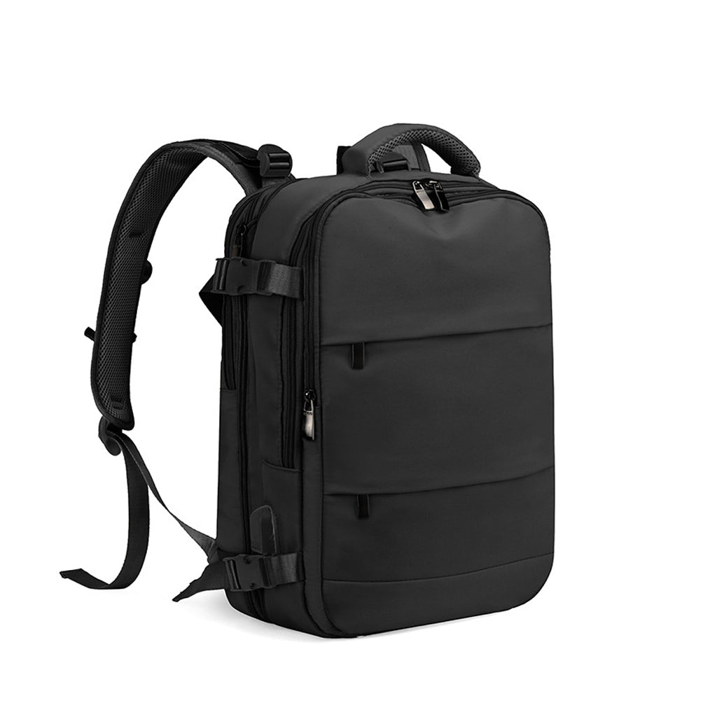 Sac à dos de voyage grande capacité avec plusieurs compartiments extensible L-263 - Noir تنزوت
