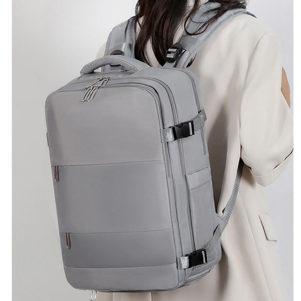 Sac à dos de voyage grande capacité avec plusieurs compartiments extensible L-263 - Gris