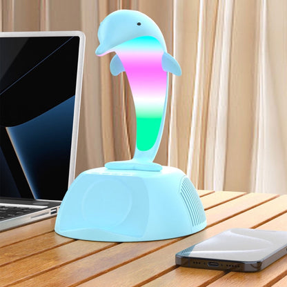 Haut-Parleur Bluetooth Dauphin avec Lampe d’Ambiance LED RGB et Chargeur Sans Fil 15W