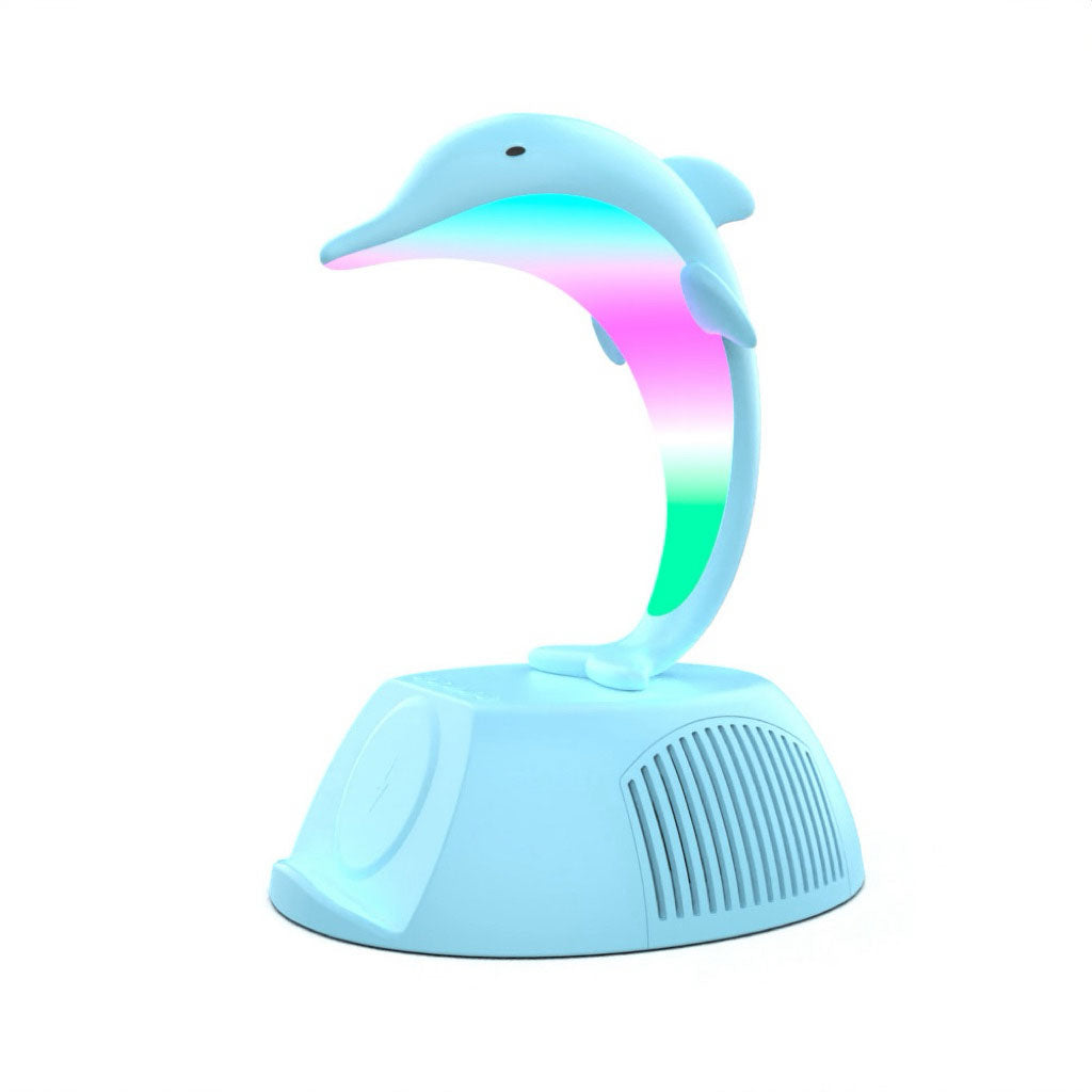 Haut-Parleur Bluetooth Dauphin avec Lampe d’Ambiance LED RGB et Chargeur Sans Fil 15W