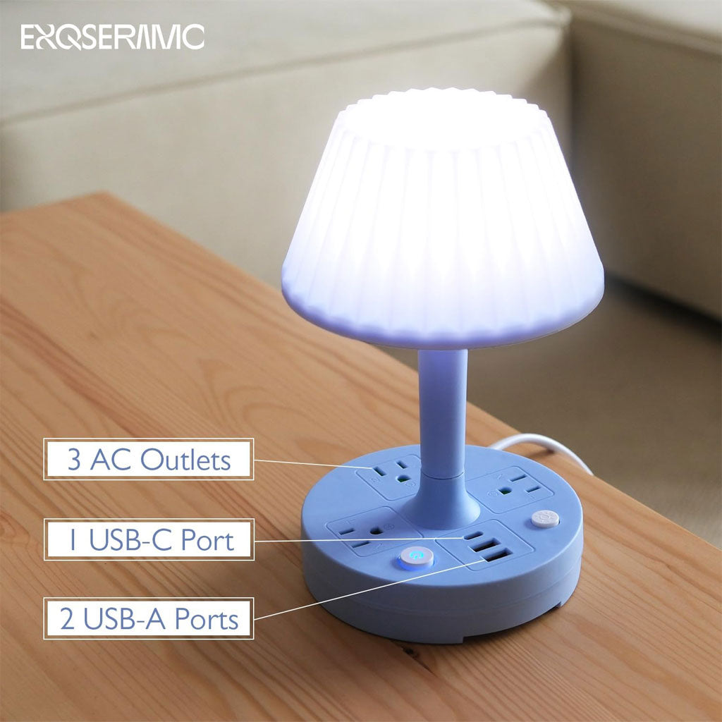 Lampe de table avec port USB à intensité variable 3 couleurs – مصباح ومقبس طاقة