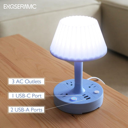 Lampe de table avec port USB à intensité variable 3 couleurs – مصباح ومقبس طاقة