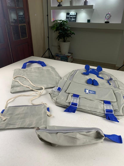 Ensemble de sacs d’école Kawai pour adolescents 4Pcs Lapin X Gris – محفظة 4 قطع كاواي رمادي