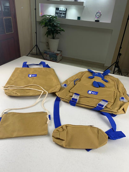 Ensemble de sacs d’école Kawai pour adolescents 4Pcs Lapin X Marron – محفظة 4 قطع كاواي بني