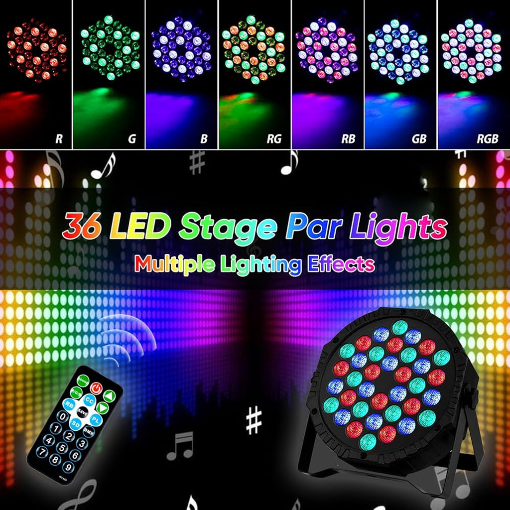 Projecteur Stroboscope LED RVB 36 LED avec Télécommande – جهاز الألعاب الضوئية