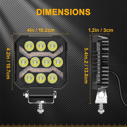 Phare LED Anti-brouillard 2PCS avec 5 Modes d’éclairage 12V-24V IP68 étanche – مصباح عالي السطوع للسيارات والدراجات النارية