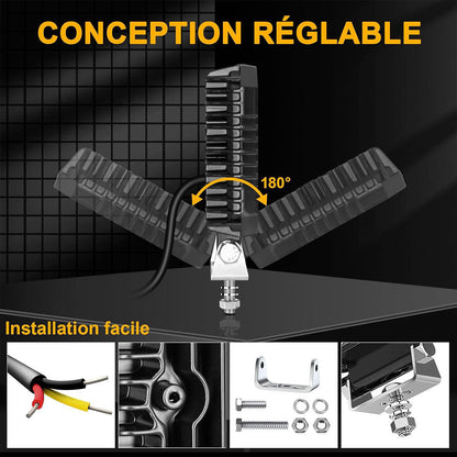 Phare LED Anti-brouillard 1PCS avec 5 Modes d’éclairage 12V-24V IP68 étanche – مصباح عالي السطوع للسيارات والدراجات النارية