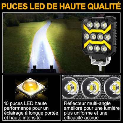 Phare LED Anti-brouillard 2PCS avec 5 Modes d’éclairage 12V-24V IP68 étanche – مصباح عالي السطوع للسيارات والدراجات النارية