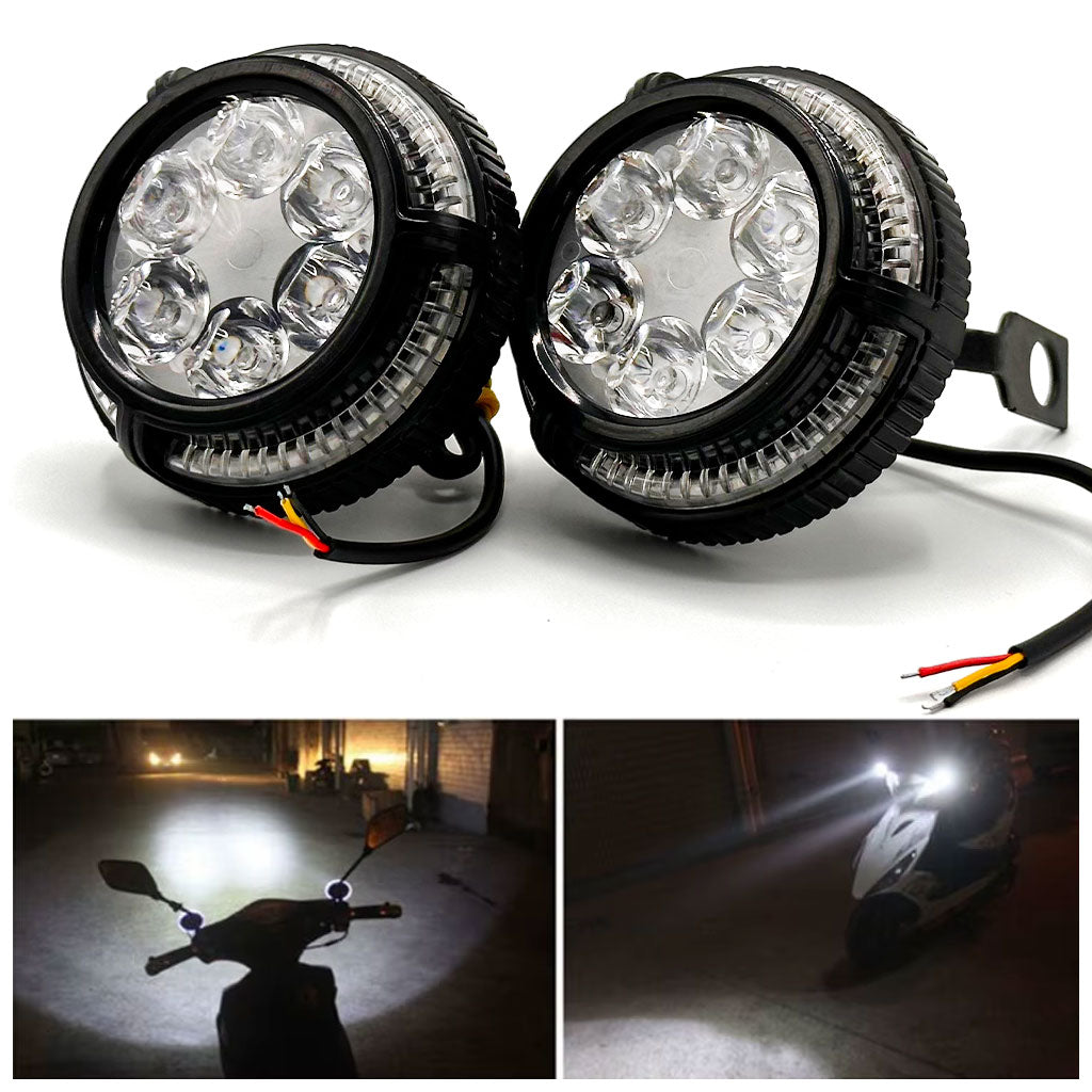 Lot de 2 Phares Antibrouillard 6 LED 12V-85V pour Moto - تنزوت