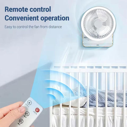 Ventilateur de Bureau Rechargeable Rotatif avec Lumière LED – مروحة مكتب قابلة للشحن