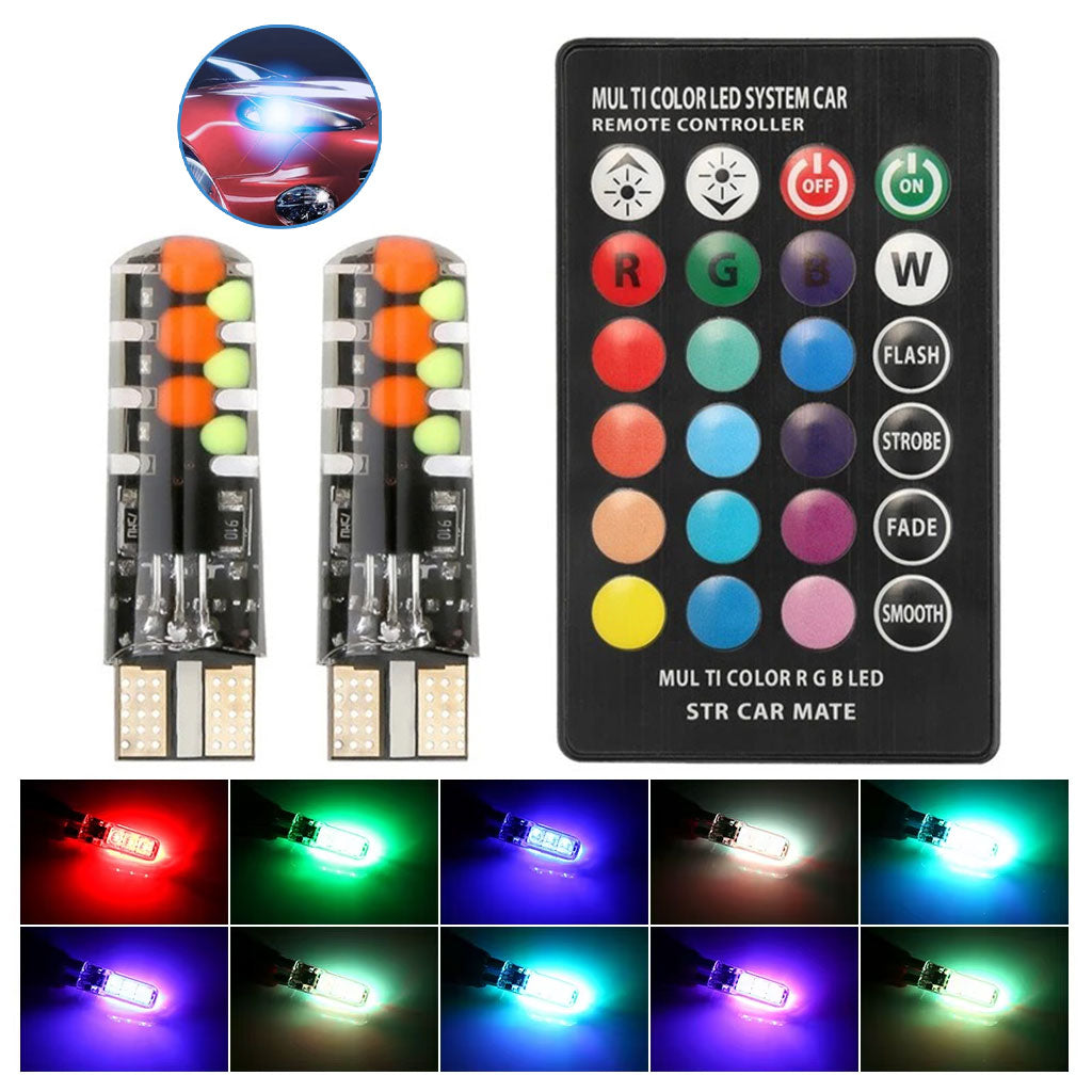 Lot de 2 LED Multicolore pour Voiture 12V T10