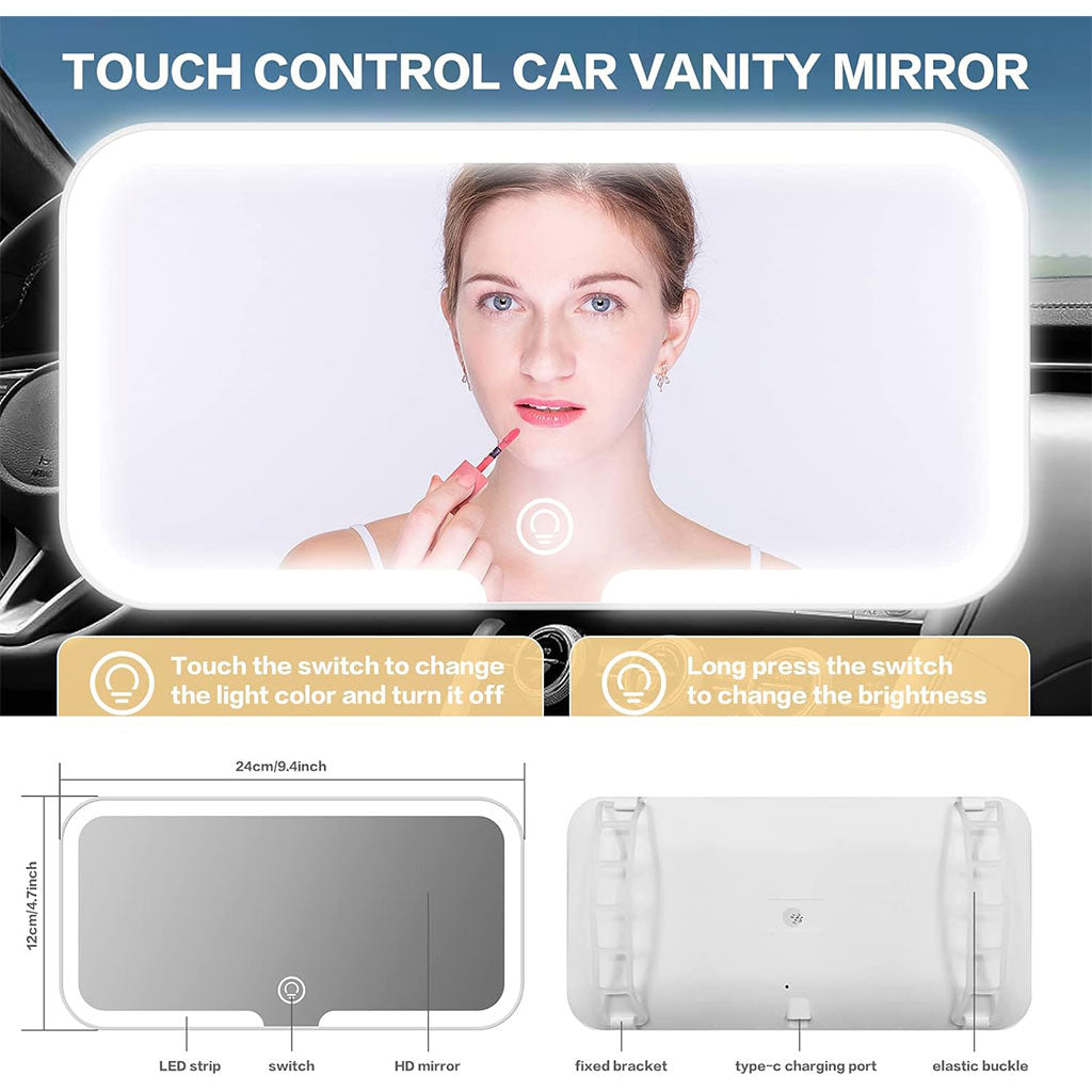 Miroir de Pare-Soleil de Voiture à 3 Températures de Couleur – مرآة تجميل في السيارة