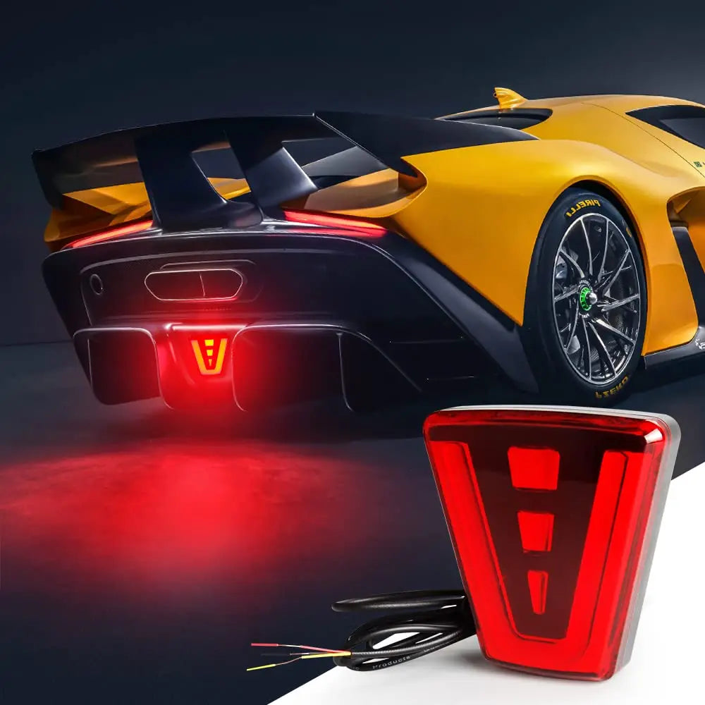 Feux arrière de frein Universel , Style sportif , Flash d'avertissement,pour Auto SUV Moto - مصابيح خلفية للفرامل ، نمط رياضي، فلاش تحذير، - تنزوت