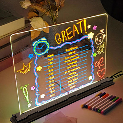 Tableau à Dessin LED coloré avec 4 stylos et Support 30x20cm – لوحة مضيئة للرسم والتلوين