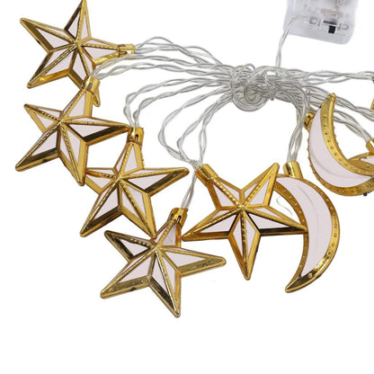 Guirlande Lumineuse Eid et Ramadan LED 10pcs - إضاءة رمضان على شكل قمر ونجمة
