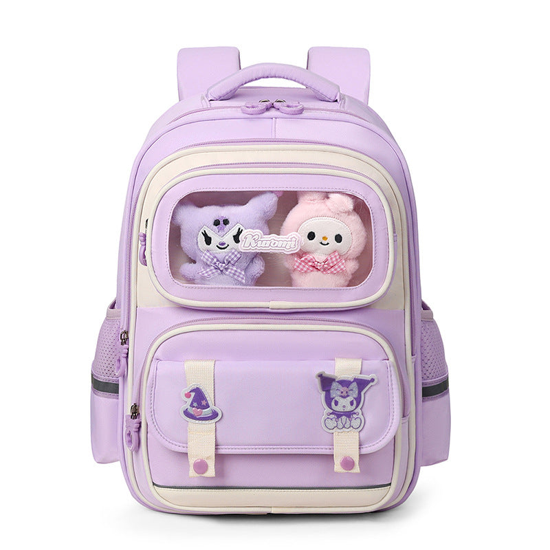 Sac à Dos Enfant Ludique avec Plusieurs Compartiment et un Peluche LM-5122 Mauve – حقيبة ظهر للأطفال بنفسجي تنزوت