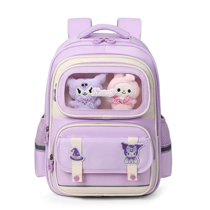 Sac à Dos Enfant Ludique avec Plusieurs Compartiment et un Peluche LM-5122 Mauve – حقيبة ظهر للأطفال بنفسجي تنزوت