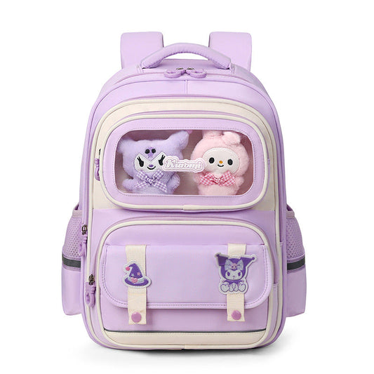 Sac à Dos Enfant Ludique avec Plusieurs Compartiment et un Peluche LM-5122 Mauve – حقيبة ظهر للأطفال بنفسجي تنزوت