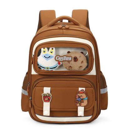 Sac à Dos Enfant Ludique avec Plusieurs Compartiment et un Peluche LM-5122 Marron – حقيبة ظهر للأطفال بني تنزوت