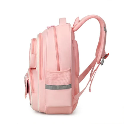Sac à Dos Enfant Ludique avec Plusieurs Compartiment et un Peluche LM-5122 Rose – حقيبة ظهر للأطفال وردي