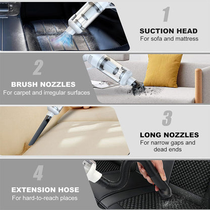 Aspirateur sans Fil Portable avec 4 Têtes Accessoires 9000Pa – مكنسة كهربائية محمولة
