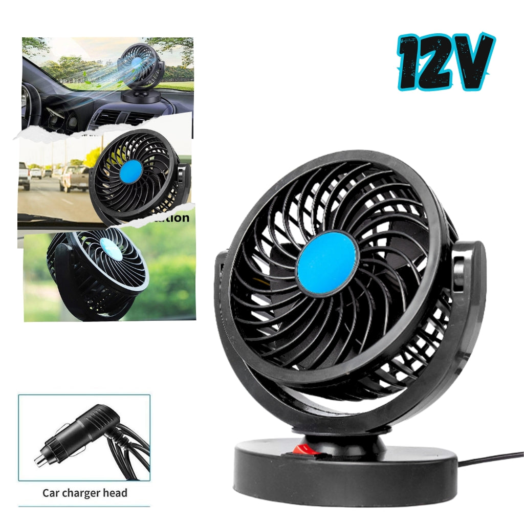 Ventilateur électrique 12V pour tableau de bord de voiture, rotatif à 360 degrés - تنزوت