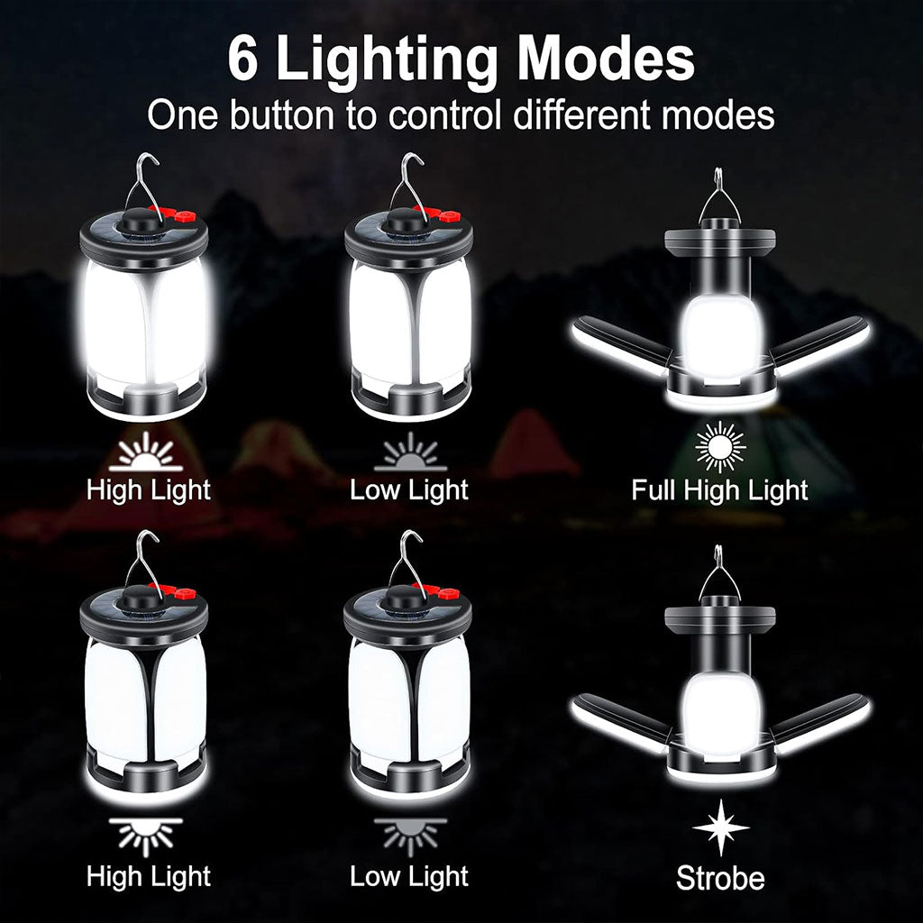 Lanterne de camping Rechargeable avec 6 modes d’éclairage, 60 LED