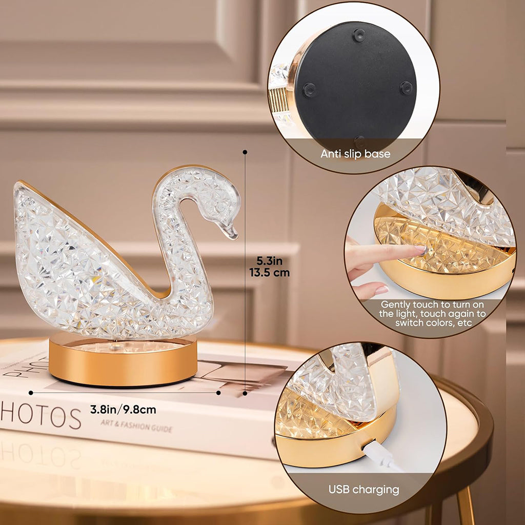 Lampe de Table et Veilleuse à Intensité Variable en Crystal