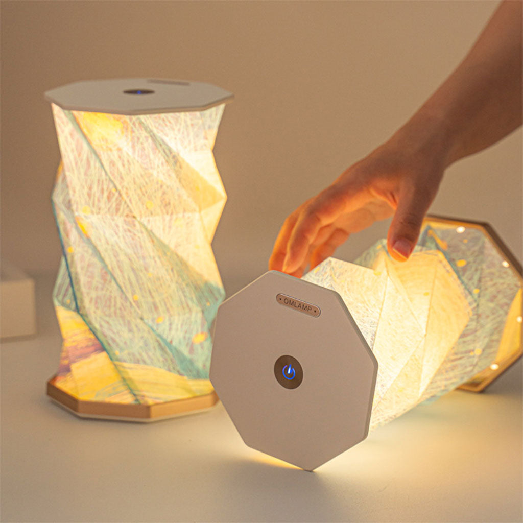 Lampe de lecture rotative portable en bois et papier Rechargeable à LED