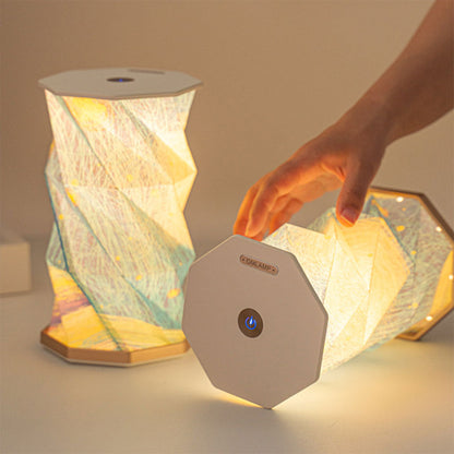 Lampe de lecture rotative portable en bois et papier Rechargeable à LED