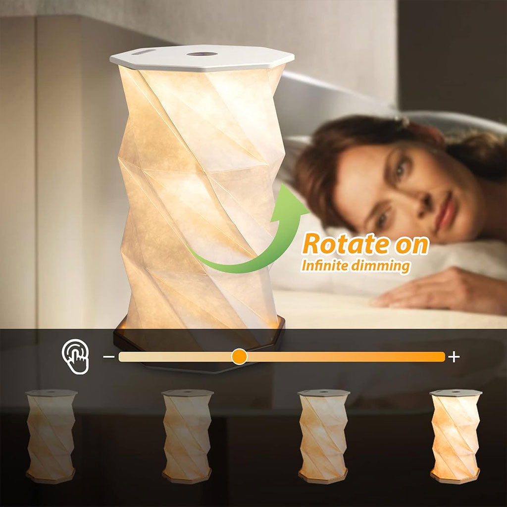 Lampe de lecture rotative portable en bois et papier Rechargeable à LED