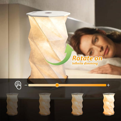 Lampe de lecture rotative portable en bois et papier Rechargeable à LED
