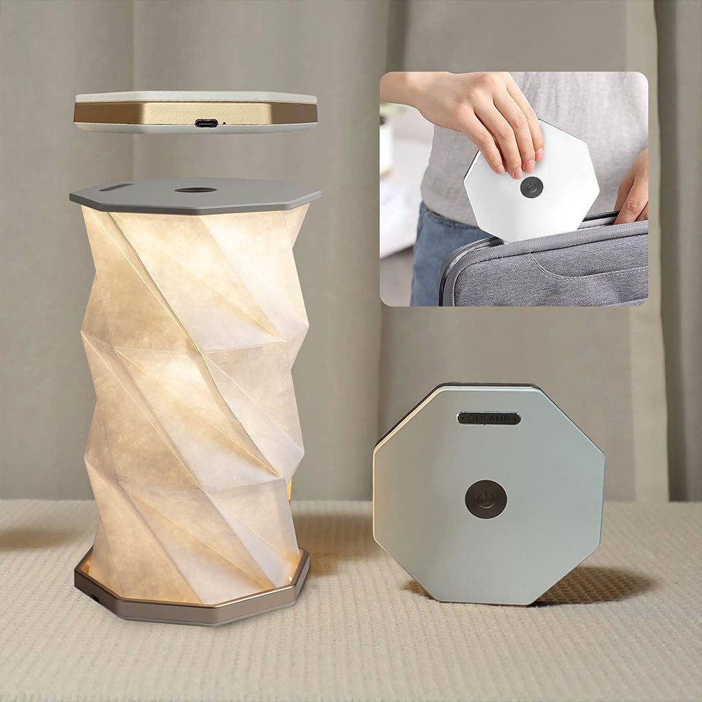 Lampe de lecture rotative portable en bois et papier Rechargeable à LED