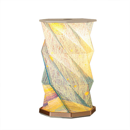 Lampe de lecture rotative portable en bois et papier Rechargeable à LED