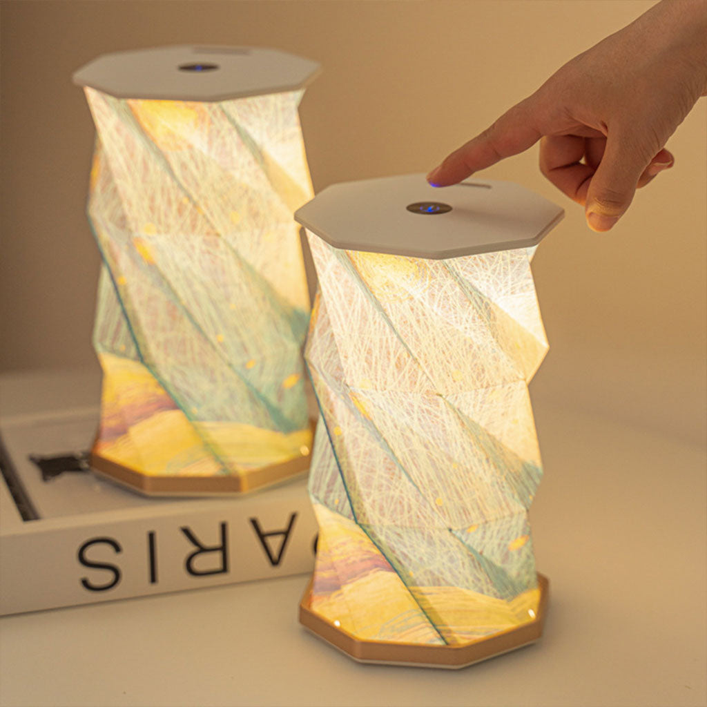 Lampe de lecture rotative portable en bois et papier Rechargeable à LED