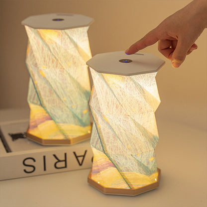 Lampe de lecture rotative portable en bois et papier Rechargeable à LED