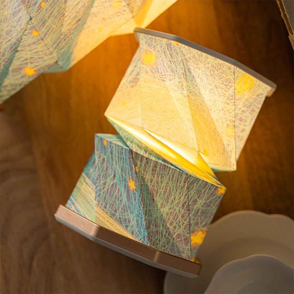 Lampe de lecture rotative portable en bois et papier Rechargeable à LED