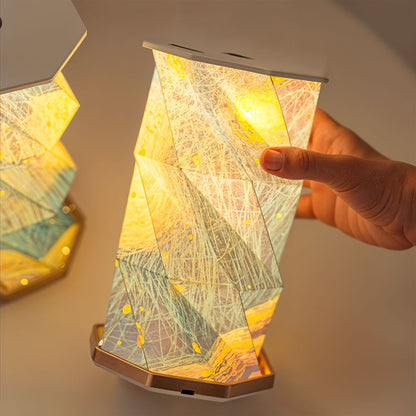 Lampe de lecture rotative portable en bois et papier Rechargeable à LED تنزوت