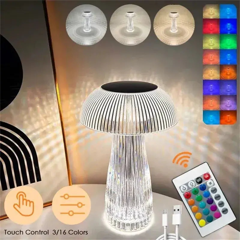 Veilleuses transparentes avec télécommande tactile en forme de champignon تنزوت
