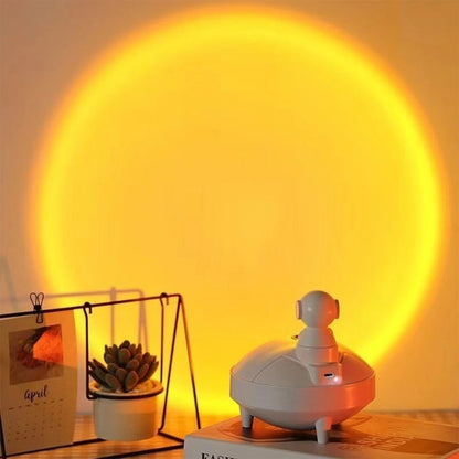 Lampe de coucher de soleil d'astronaute et humidificateur d'air sans fil, diffuseur à batterie Rechargeable1200mAh