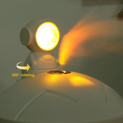 Lampe de coucher de soleil d'astronaute et humidificateur d'air sans fil, diffuseur à batterie Rechargeable1200mAh