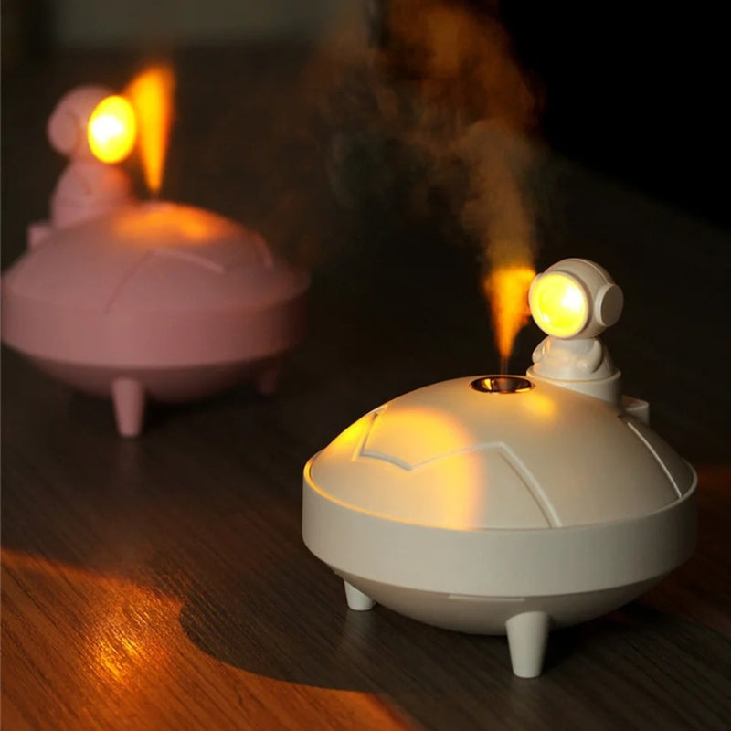 Lampe de coucher de soleil d'astronaute et humidificateur d'air sans fil, diffuseur à batterie Rechargeable1200mAh