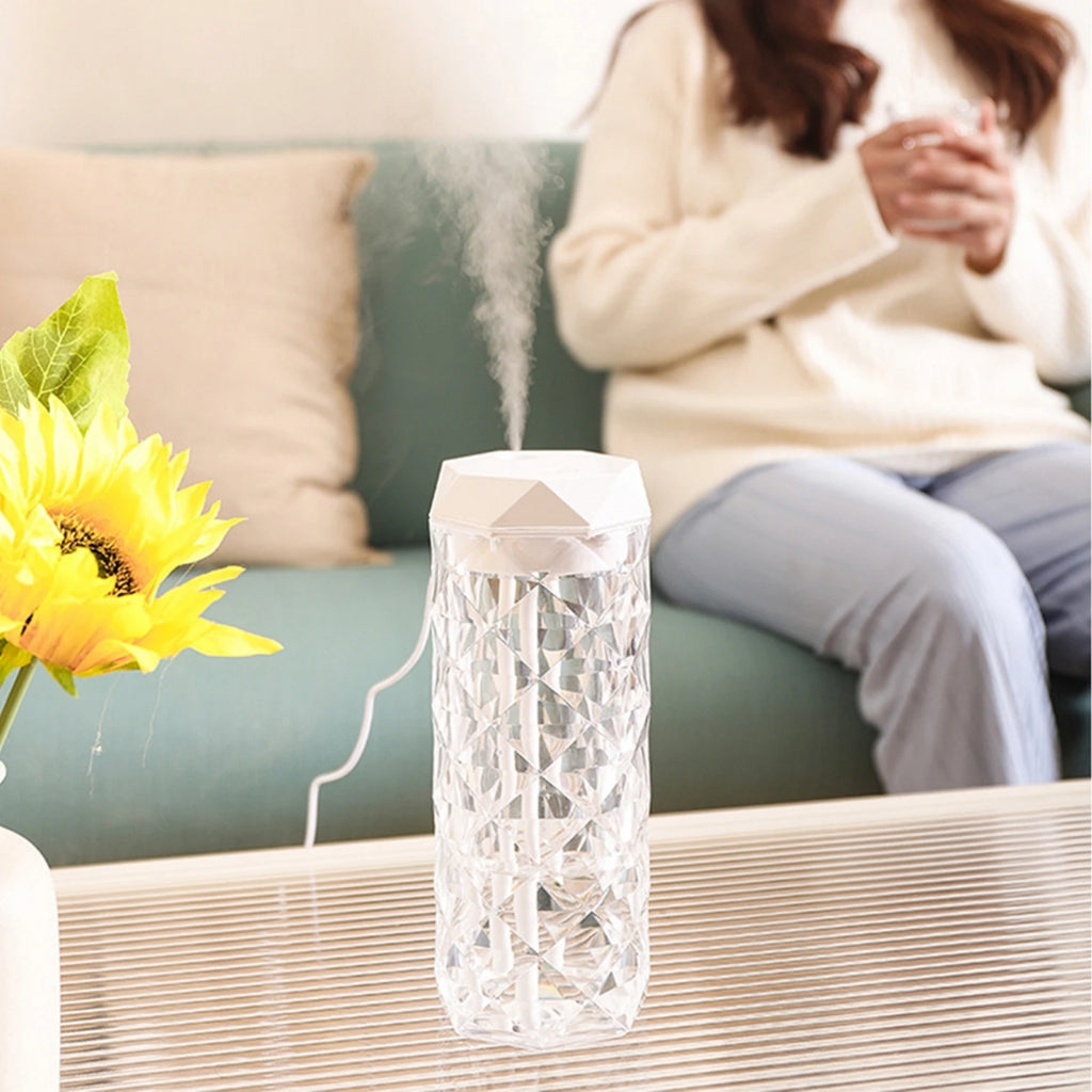 Lampe en cristal avec humidificateur d’air, diffuseur d’arôme, USB 900ml