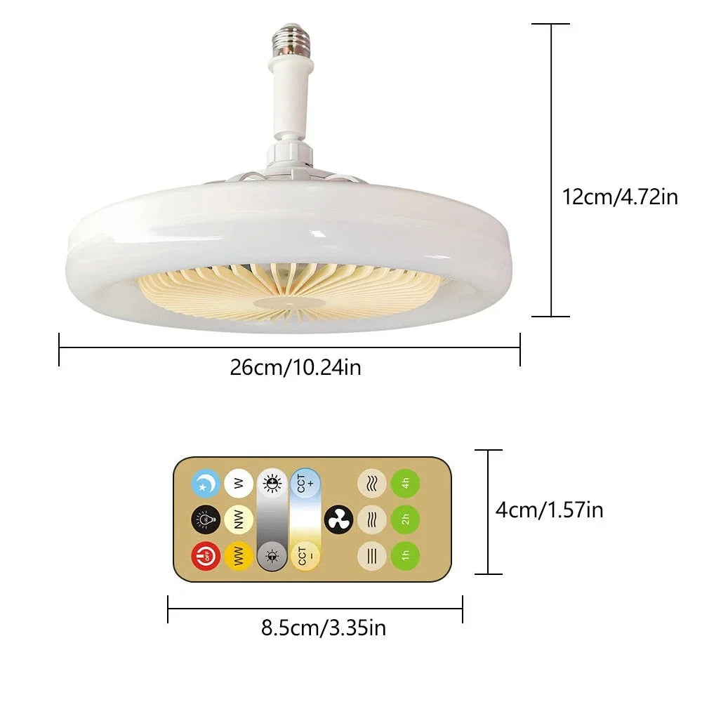 Lampe et Ventilateur de plafond silencieux avec télécommande 30W 220V