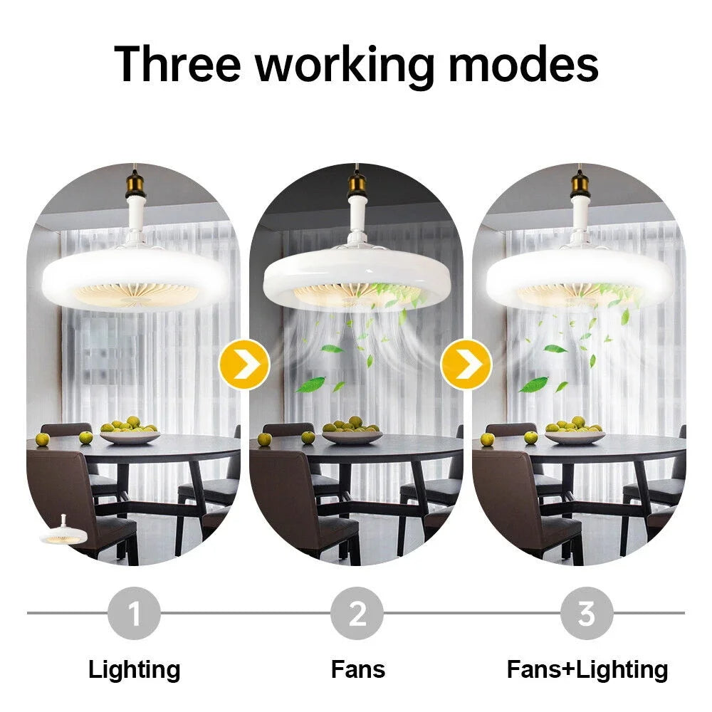 Lampe et Ventilateur de plafond silencieux avec télécommande 30W 220V