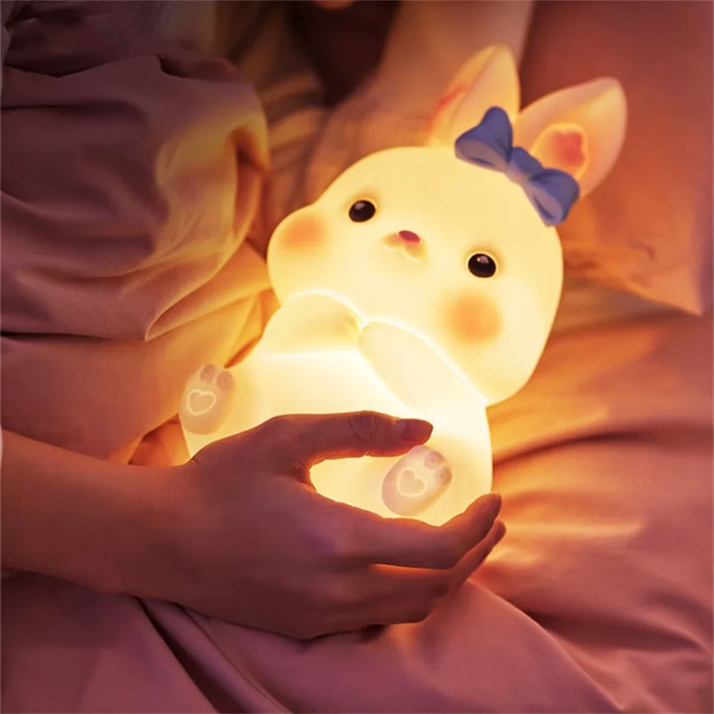 Veilleuse Enfant Design Lapin Mignon LED avec Lumière Douce – مصباح سيليكون لغرف الأطفال